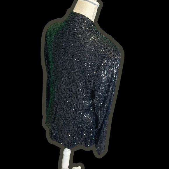 NWT Alexia Admor ‘Abbi’ Shimmering Sequined Blazer in Black Size 8 - Picture 14 of 16